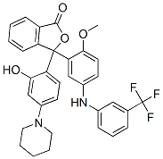 3-(2-Hydroxy-4-piperidinophenyl)-3-[2-methoxy-5-[3-(trifluoromethyl)phenylamino]phenyl]phthalide 结构式