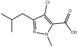4氯-3-异丁基-1-甲基吡唑-5-甲酸 结构式