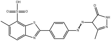 2-[4-[[(4,5-Dihydro-3-methyl-5-oxo-1H-pyrazol)-4-yl]azo]phenyl]-6-methyl-7-benzothiazolesulfonic acid 结构式