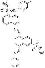 8-[(4-Methylphenyl)amino]-5-[[4-(phenylazo)-6-sulfo-1-naphthalenyl]azo]-1-naphthalenesulfonic acid disodium salt 结构式