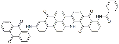 N-[3-[(9,10-Dihydro-9,10-dioxoanthracen-1-yl)amino]-5,10,15,16-tetrahydro-5,10,15-trioxoanthra[2,1,9-mna]naphth[2,3-h]acridin-11-yl]benzamide 结构式