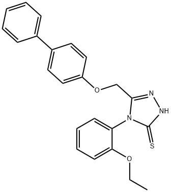 s-Triazole-2-thiol, 5-(4-biphenylyloxymethyl)-1-(o-ethoxyphenyl)- 结构式