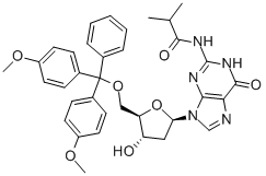 5'-O-(4,4'-二甲氧基三苯基)-N2-异丁酰基-2'-脱氧鸟甙 结构式