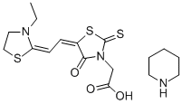 5-[(3-ETHYL-2-THIAZOLIDINYLIDENE)ETHYLIDENE]-4-OXO-2-THIOXO-3- THIAZOLIDINEACETIC ACID PIPERIDINE SALT 结构式