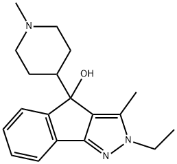 2,4-Dihydro-2-ethyl-3-methyl-4-(1-methyl-4-piperidyl)indeno[1,2-c]pyrazol-4-ol 结构式