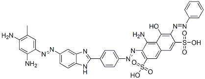 4-Amino-3-[[4-[5-[(2,4-diamino-5-methylphenyl)azo]-1H-benzimidazol-2-yl]phenyl]azo]-5-hydroxy-6-(phenylazo)-2,7-naphthalenedisulfonic acid 结构式