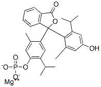magnesium 4-[3-[4-hydroxy-6-isopropyl-o-tolyl]-1-oxo-3H-isobenzofuran-3-yl]-6-isopropyl-m-tolyl phosphate 结构式