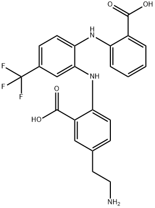 Benzoic  acid,  5-(2-aminoethyl)-2-[[2-[(2-carboxyphenyl)amino]-5-(trifluoromethyl)phenyl]amino]- 结构式