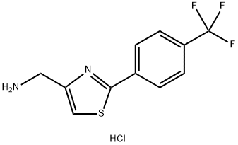 4-(AMINOMETHYL)-2-(4-TRIFLUOROMETHYL)PHENYL-1,3-THIAZOLE HYDROCHLORIDE 95%{2-[4-(TRIFLUOROMETHYL)PHENYL]-1,3-THIAZOL-4-YL}METHYLAMINE HYDROCHLORIDE 结构式