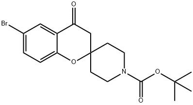 6-溴-4-氧代螺[苯并二氢吡喃-2,4-哌啶]-1-羧酸叔丁酯 结构式