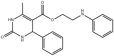 5-Pyrimidinecarboxylic acid, 1,2,3,4-tetrahydro-6-methyl-2-oxo-4-pheny l-, 2-(phenylamino)ethyl ester 结构式