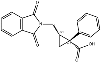 (Z)-1-苯基-2-(邻苯二甲酰亚氨基甲基)环丙烷羧酸 结构式
