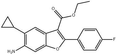 6-氨基-5-环丙基-2-(4-氟苯基)苯并呋喃-3-羧酸乙酯 结构式