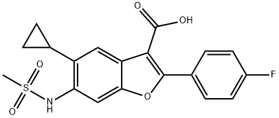 5-(环丙基-2-(4-氟苯基)-6-(甲基磺酰氨基)苯并呋喃-3-羧酸 结构式