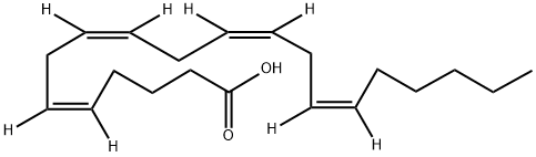 氘代花生四烯酸-5,6,8,9,11,12,14,15-D8 结构式