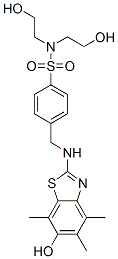 Benzenesulfonamide,  N,N-bis(2-hydroxyethyl)-4-[[(6-hydroxy-4,5,7-trimethyl-2-benzothiazolyl)amino]methyl]- 结构式