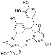 1,2-Benzenediol, 4-(2-(2-(3,4-dihydroxyphenyl)-3-(3,5-dihydroxyphenyl) -2,3-dihydro-6-hydroxy-4-benzofuranyl)ethenyl)- 结构式