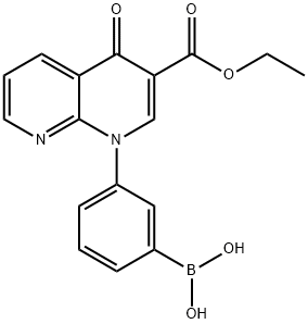 1,8-NAPHTHYRIDINE-3-CARBOXYLIC ACID, 1-(3-BORONOPHENYL)-1,4-DIHYDRO-4-OXO-, 3-ETHYL ESTER 结构式