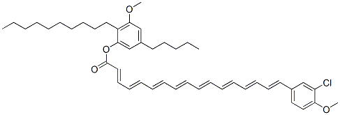 17-(3-Chloro-4-methoxyphenyl)-2,4,6,8,10,12,14,16-heptadecaoctaenoic acid 2-decyl-3-methoxy-5-pentylphenyl ester 结构式