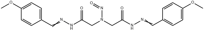 N-[(4-methoxyphenyl)methylideneamino]-2-[[(4-methoxyphenyl)methylidene amino]carbamoylmethyl-nitroso-amino]acetamide 结构式