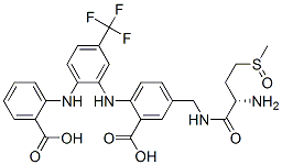 Benzoic  acid,  5-[[[(2S)-2-amino-4-(methylsulfinyl)-1-oxobutyl]amino]methyl]-2-[[2-[(2-carboxyphenyl)amino]-5-(trifluoromethyl)phenyl]amino]- 结构式
