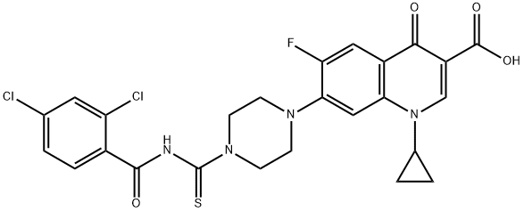 1-环丙基-7-[4-[[(2,4-二氯苯甲酰基)氨基]硫酮基甲基]-1-哌嗪基]-6-氟-1,4-二氢-4-氧代-3-喹啉甲酸 结构式