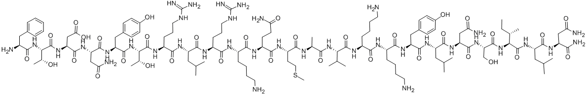 PHE-THR-ASP-ASN-TYR-THR-ARG-LEU-ARG-LYS-GLN-MET-ALA-VAL-LYS-LYS-TYR-LEU-ASN-SER-ILE-LEU-ASN-NH2 结构式