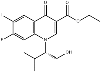 7-氟-1,4-二氢-1-[(1S)-1-(羟基甲基)-2-甲基丙基]-6-碘-4-氧代-3-喹啉甲酸乙酯 结构式