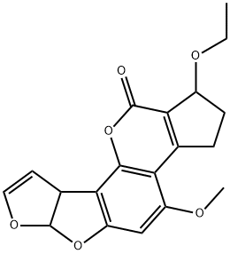 1-Ethoxy-2,3,6a,9a-tetrahydro-4-methoxycyclopenta[c]furo[3',2':4,5]furo[2,3-h][1]benzopyran-11(1H)-one 结构式