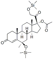 (6R)-17-(Acetyloxy)-6-methyl-6,21-bis(trimethylsiloxy)pregn-4-ene-3,20-dione 结构式