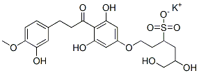 1-(3,5-Dihydroxy-4-(3-(3-hydroxy-4-methoxyphenyl)-1-oxopropyl)phenoxy) -5,6-dihydroxy-3-hexanesulfonic acid monopotassium salt 结构式