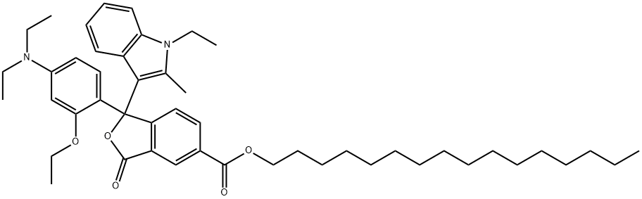 hexadecyl 1-[4-(diethylamino)-2-ethoxyphenyl]-1-(1-ethyl-2-methyl-1H-indol-3-yl)-1,3-dihydro-3-oxoisobenzofuran-5-carboxylate 结构式