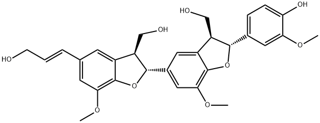 2,2',3,3'-Tetrahydro-2'-(4-hydroxy-3-methoxyphenyl)-5-(3-hydroxy-1-propenyl)-7,7'-dimethoxy-2,5'-bi(benzofuran)-3,3'-dimethanol 结构式