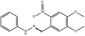 苯甲醛, 4,5-二甲氧基-2-硝基-, 苯基腙 结构式