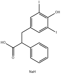 SODIUM,3-(4-HYDROXY-3,5-DIIODOPHENYL)-2-PHENYLPROPANOATE	 结构式