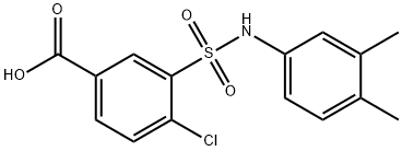 4-氯-3-[(3,4-二甲基苯基)氨基磺酰基]苯甲酸 结构式