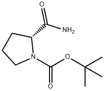 (2R)-2-氨甲酰基吡咯烷-1-甲酸叔丁酯 结构式