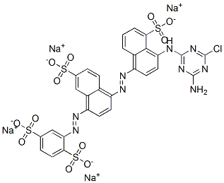 tetrasodium 2-[[4-[[4-[(4-amino-6-chloro-1,3,5-triazin-2-yl)amino]-5-sulphonato-1-naphthyl]azo]-7-sulphonato-1-naphthyl]azo]benzene-1,4-disulphonate 结构式