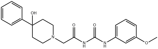 1-[(4-Hydroxy-4-phenylpiperidino)acetyl]-3-(m-methoxyphenyl)urea 结构式