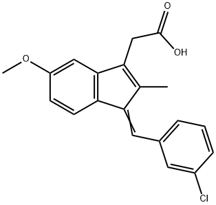 1-(3-Chlorobenzylidene)-5-methoxy-2-methyl-1H-indene-3-acetic acid 结构式