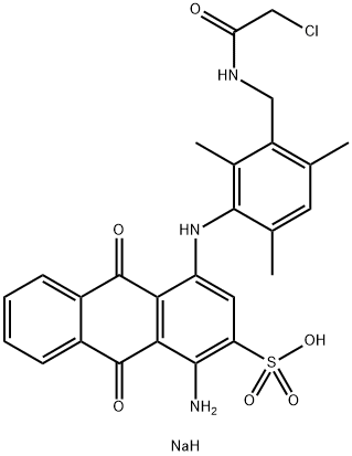 sodium 1-amino-4-[[3-[[(chloroacetyl)amino]methyl]-2,4,6-trimethylphenyl]amino]-9,10-dihydro-9,10-dioxoanthracene-2-sulphonate 结构式