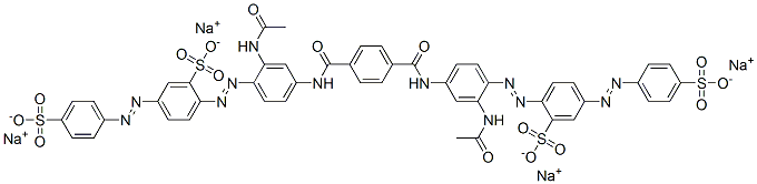 tetrasodium 2,2'-[1,4-phenylenebis[carbonylimino[2-acetamido-4,1-phenylene]azo]]bis[5-[(4-sulphonatophenyl)azo]benzenesulphonate] 结构式