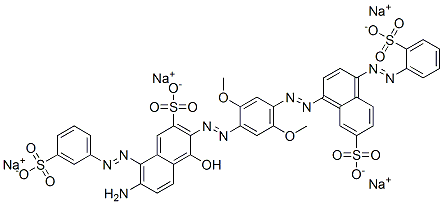 tetrasodium 7-amino-3-[[2,5-dimethoxy-4-[[7-sulphonato-4-[(2-sulphonatophenyl)azo]naphthyl]azo]phenyl]azo]-4-hydroxy-8-[(3-sulphonatophenyl)azo]naphthalene-2-sulphonate 结构式