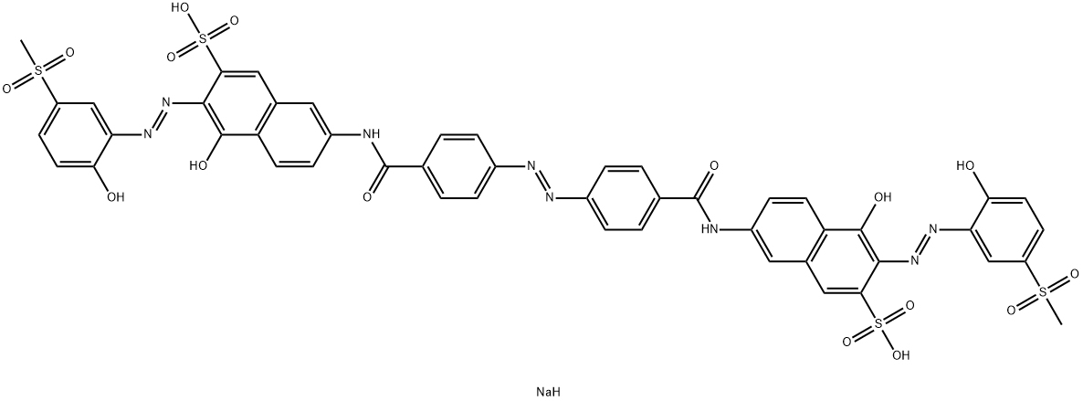 disodium 7,7'-[azobis(4,1-phenylenecarbonylimino)]bis[4-hydroxy-3-[[2-hydroxy-5-(methylsulphonyl)phenyl]azo]naphthalene-2-sulphonate] 结构式