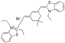 溴化3-乙基-2-乙基-2-[[3-[(3-乙基-2(3H)-苯并噻唑基)-亚甲基]-5,5-二甲基-2-环己烯-1-亚基]甲基]苯并噻唑翁 结构式