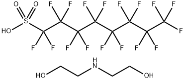 1,1,2,2,3,3,4,4,5,5,6,6,7,7,8,8,8-十七氟-1-辛烷磺酸与2,2’-亚氨基双[乙醇](1:1)的化合物 结构式