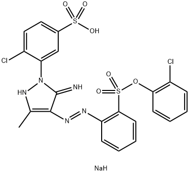 sodium 4-chloro-3-[4-[[2-[(2-chlorophenoxy)sulphonyl]phenyl]azo]-2,5-dihydro-5-imino-3-methyl-1H-pyrazol-1-yl]benzenesulphonate 结构式