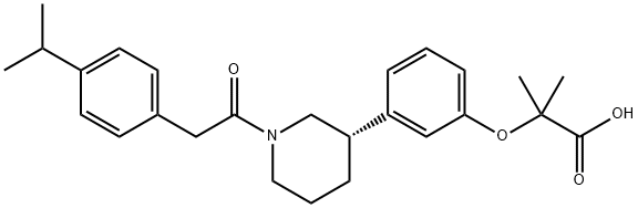 2-Methyl-2-[3-[(3S)-1-[2-[4-(1-methylethyl)phenyl]acetyl]-3-piperidinyl]phenoxy]-propanoicacid 结构式