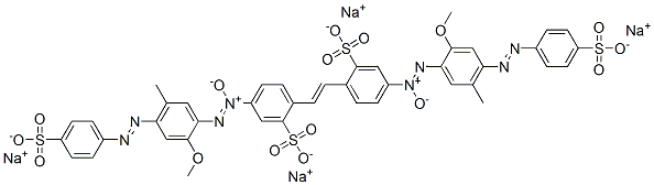 tetrasodium 4,4'-bis[[2-methoxy-5-methyl-4-[(4-sulphonatophenyl)azo]phenyl]azoxy]stilbene-2,2'-disulphonate 结构式