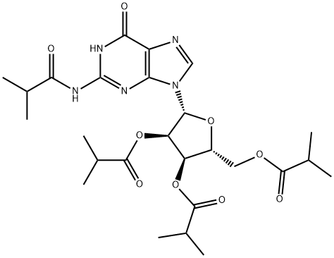 2-IsobutyraMido Guanosine 2',3',5'-Tris(isobutanoate) 结构式